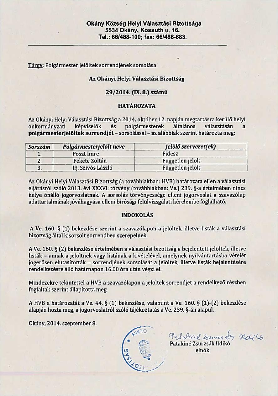 Választási sorrend