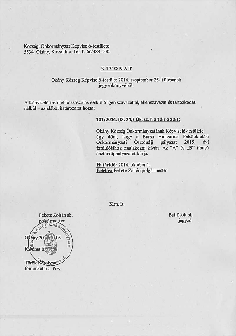 felsőoktatási önkormányzati ösztöndíj