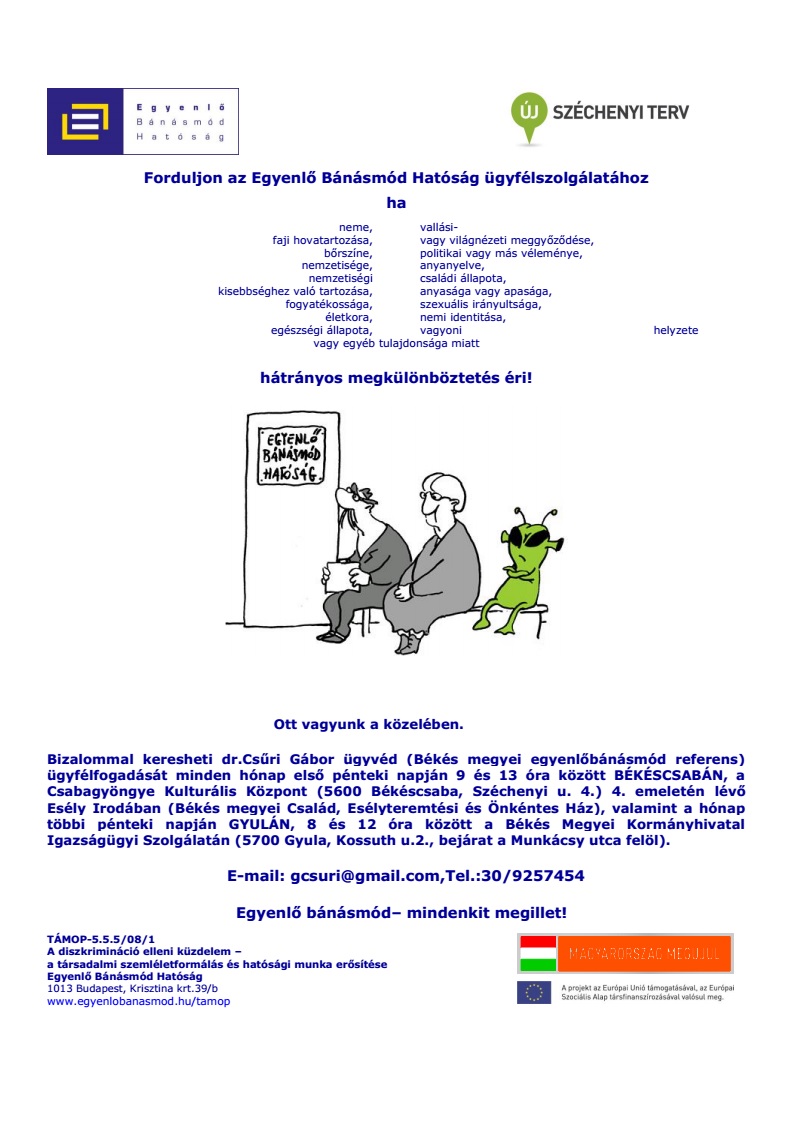 Egyenlő Bánásmód Hatóság ügyfélszolgálata