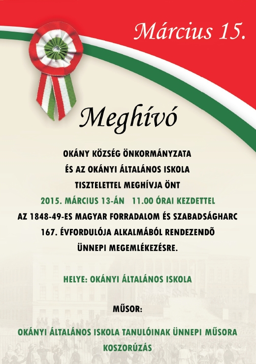 Március 13-án tartandó ünnepség