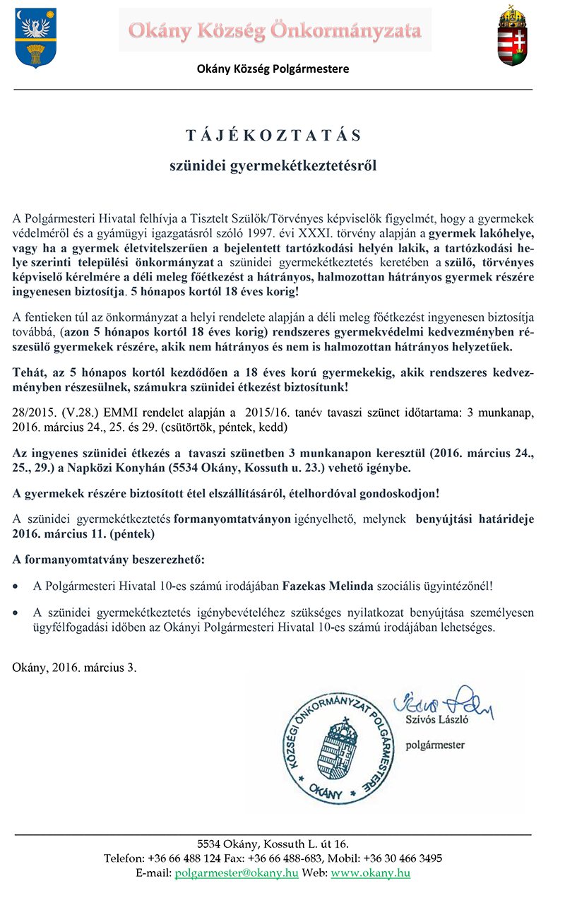 Szünidei gyermekétkeztetés