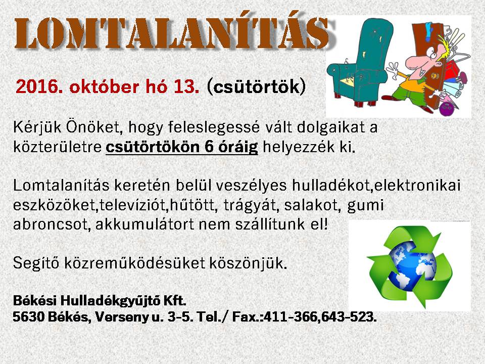 Lomtalanítás 2016.10.13