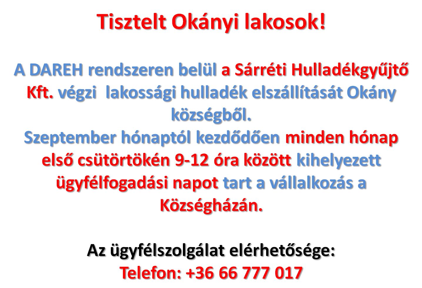 Hulladékgyűjtés ügyfélfogadási napok 2017-ben