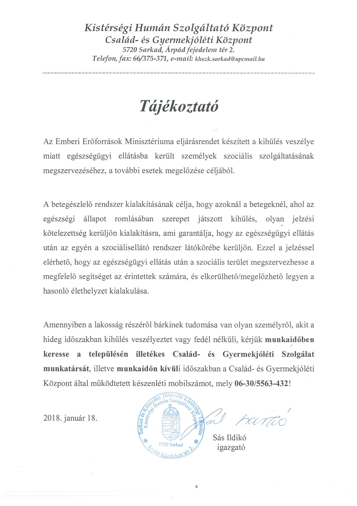 KHSZK Tájékoztató