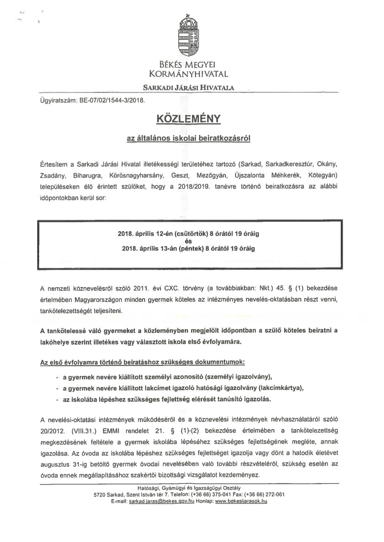 Iskolai beíratkozás