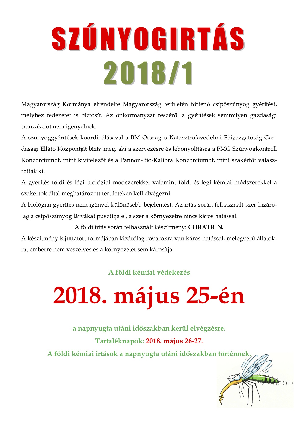 Szúnyogírtás időpont változás