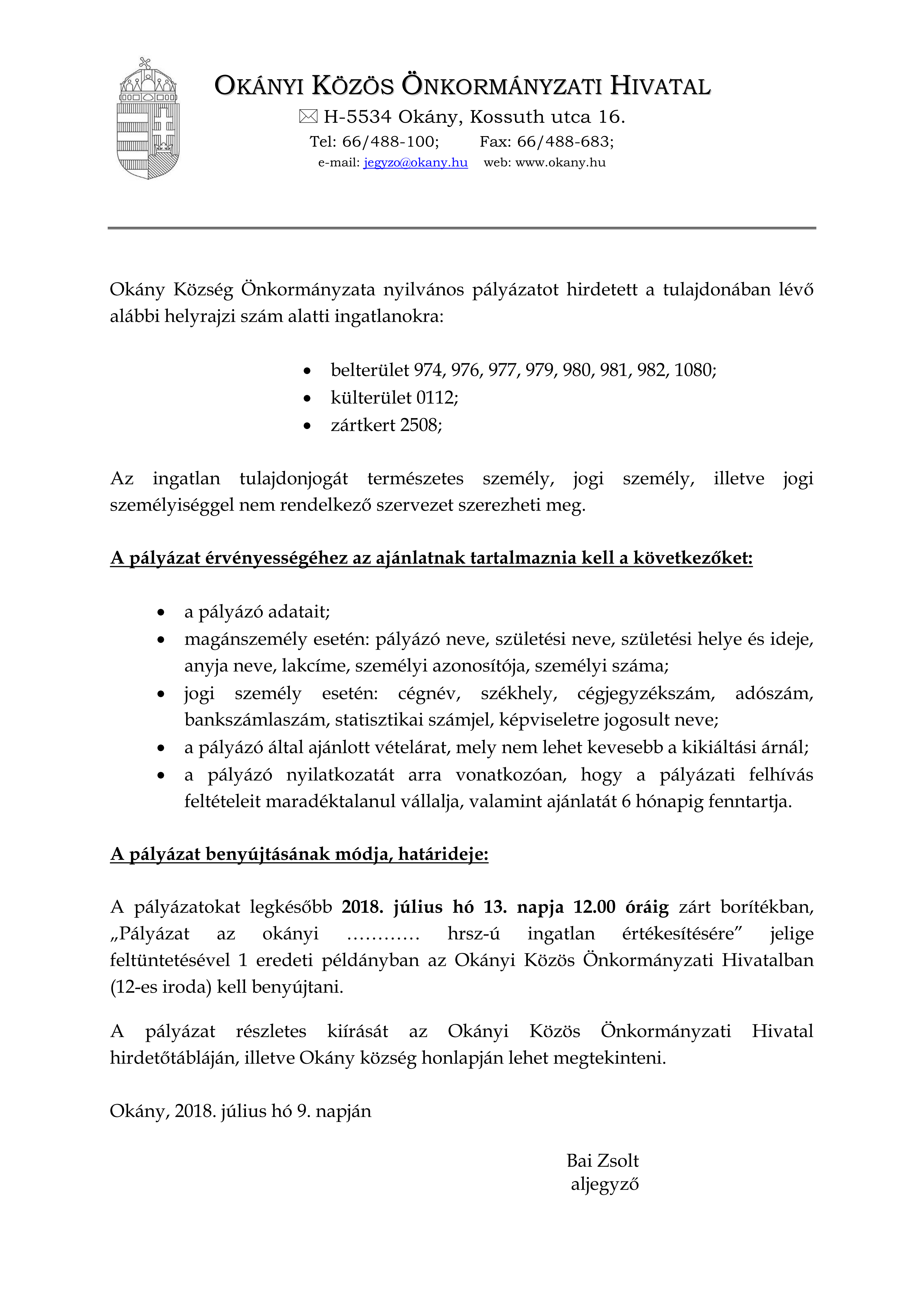 Pályázati felhívás