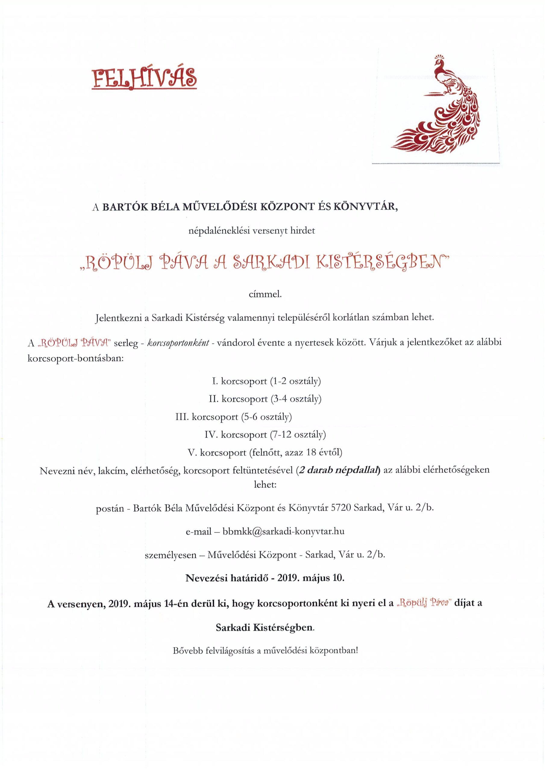 Röpülj Páva népdaléneklési verseny