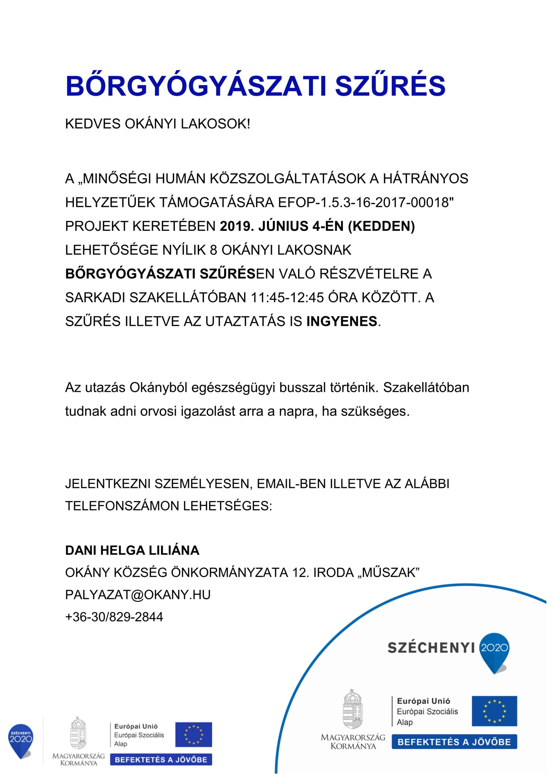 Bőrgyógyászati szűrés júniusban