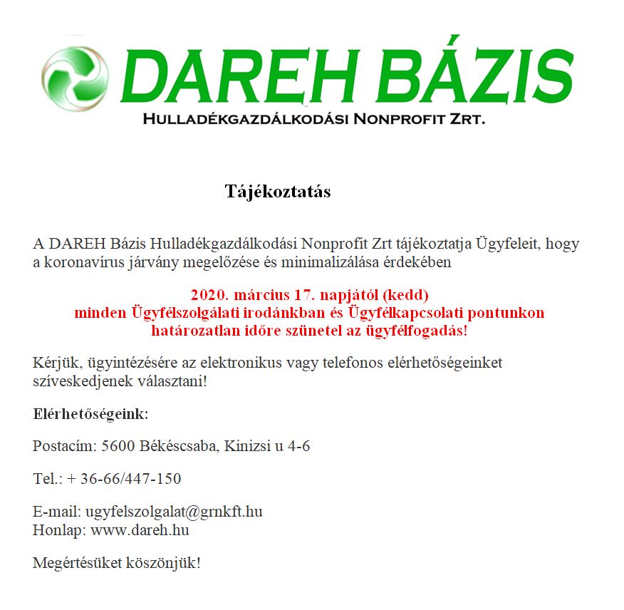 DAREH Bázis Tájékoztató