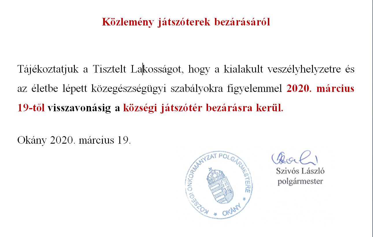 Játszótér bezárása