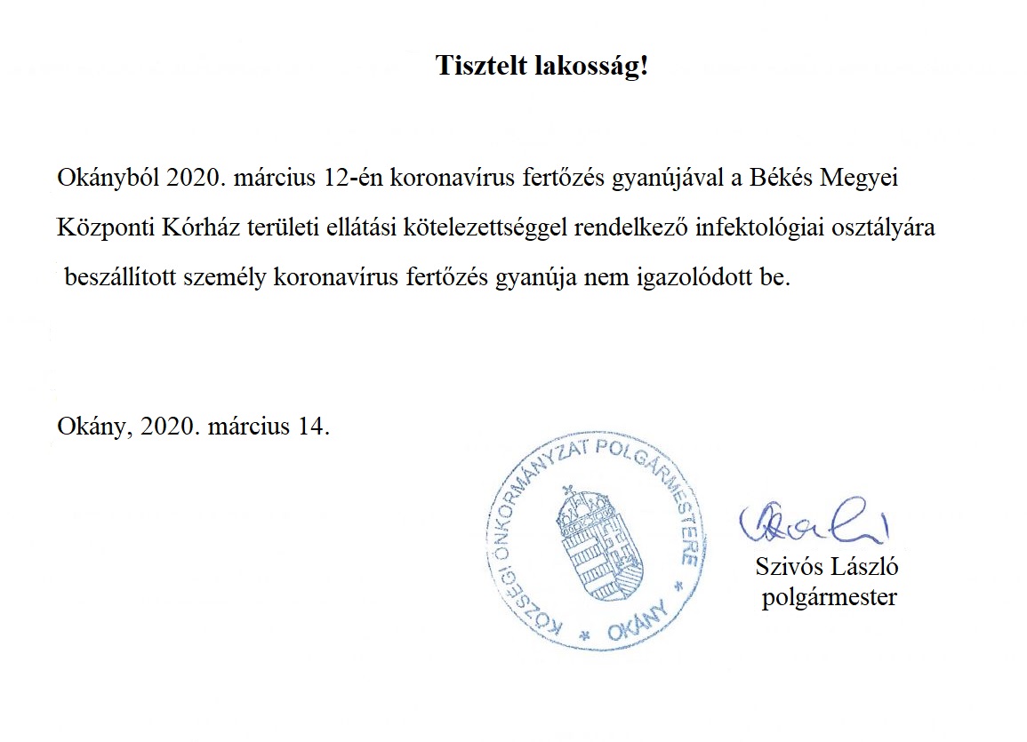 Koronavírus tájékoztatás III.
