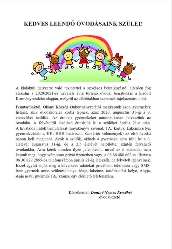 Óvodai beiratkozás