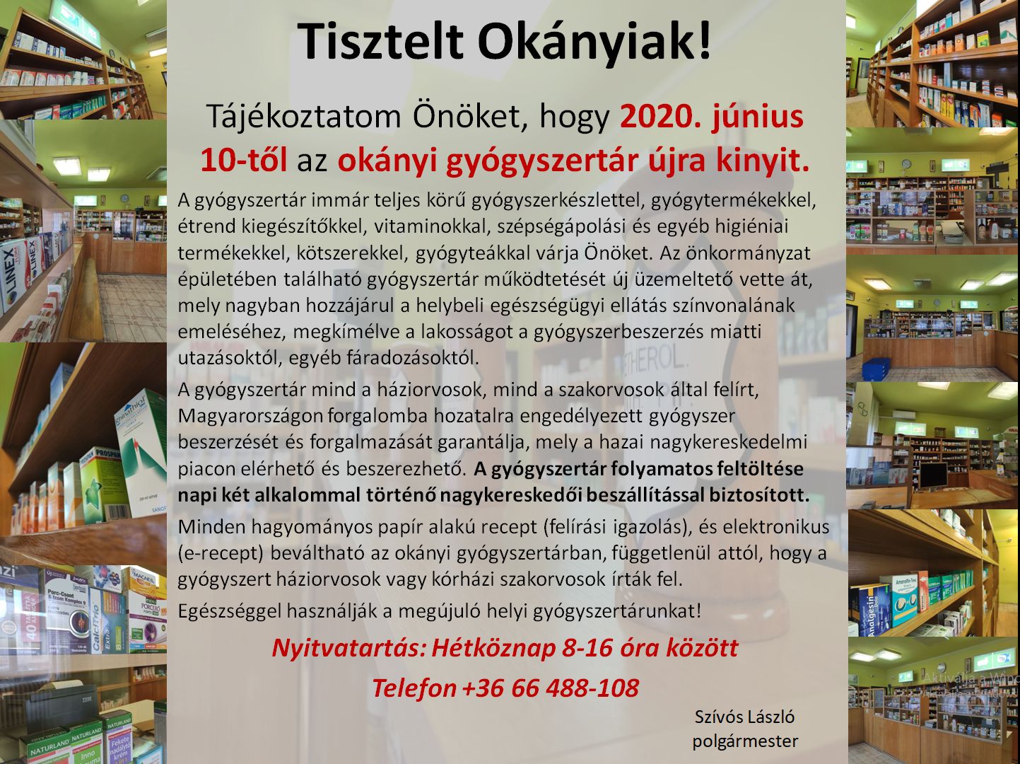 Tájékoztató a megújuló gyógyszertárról