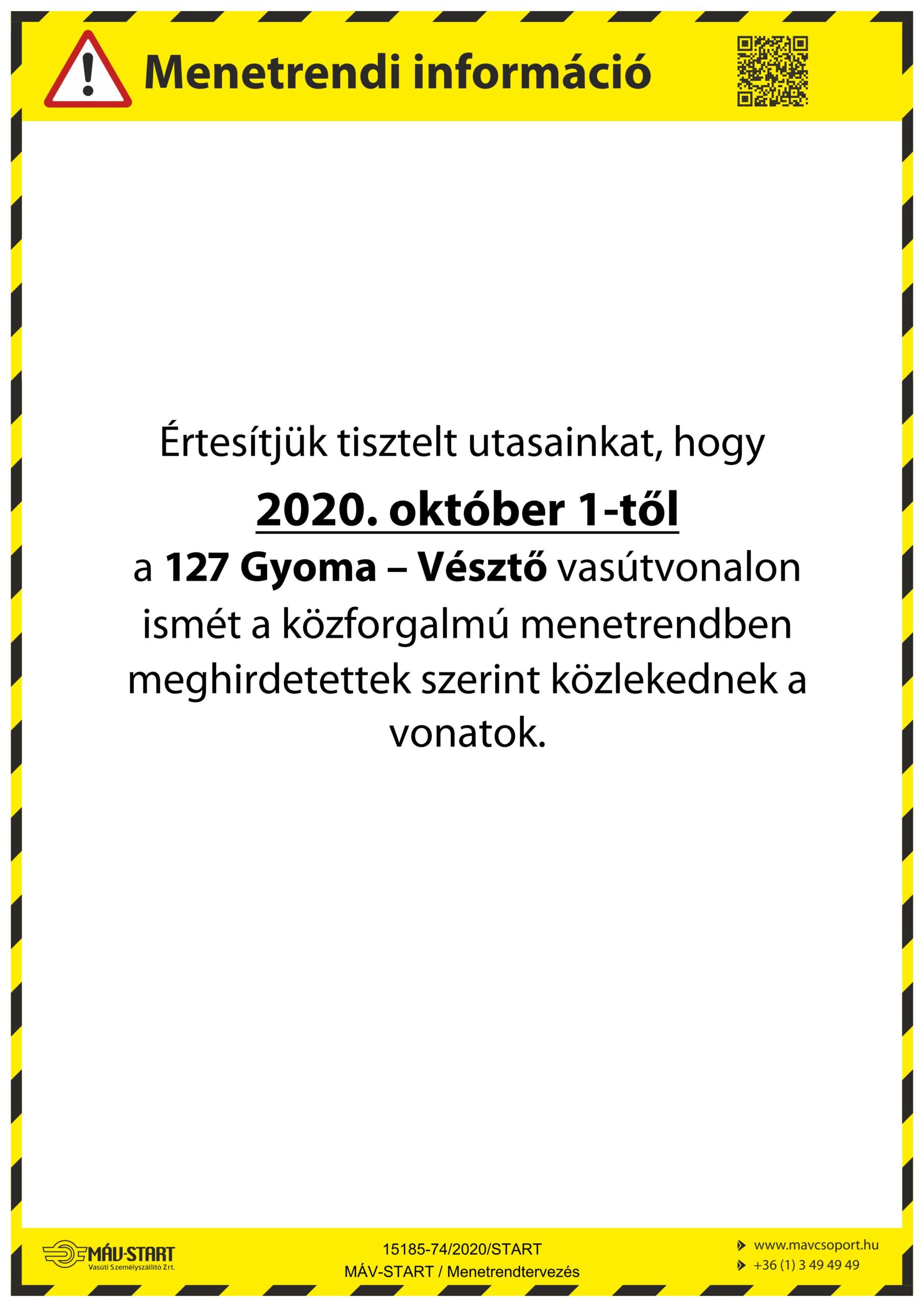 Menetrendi információ