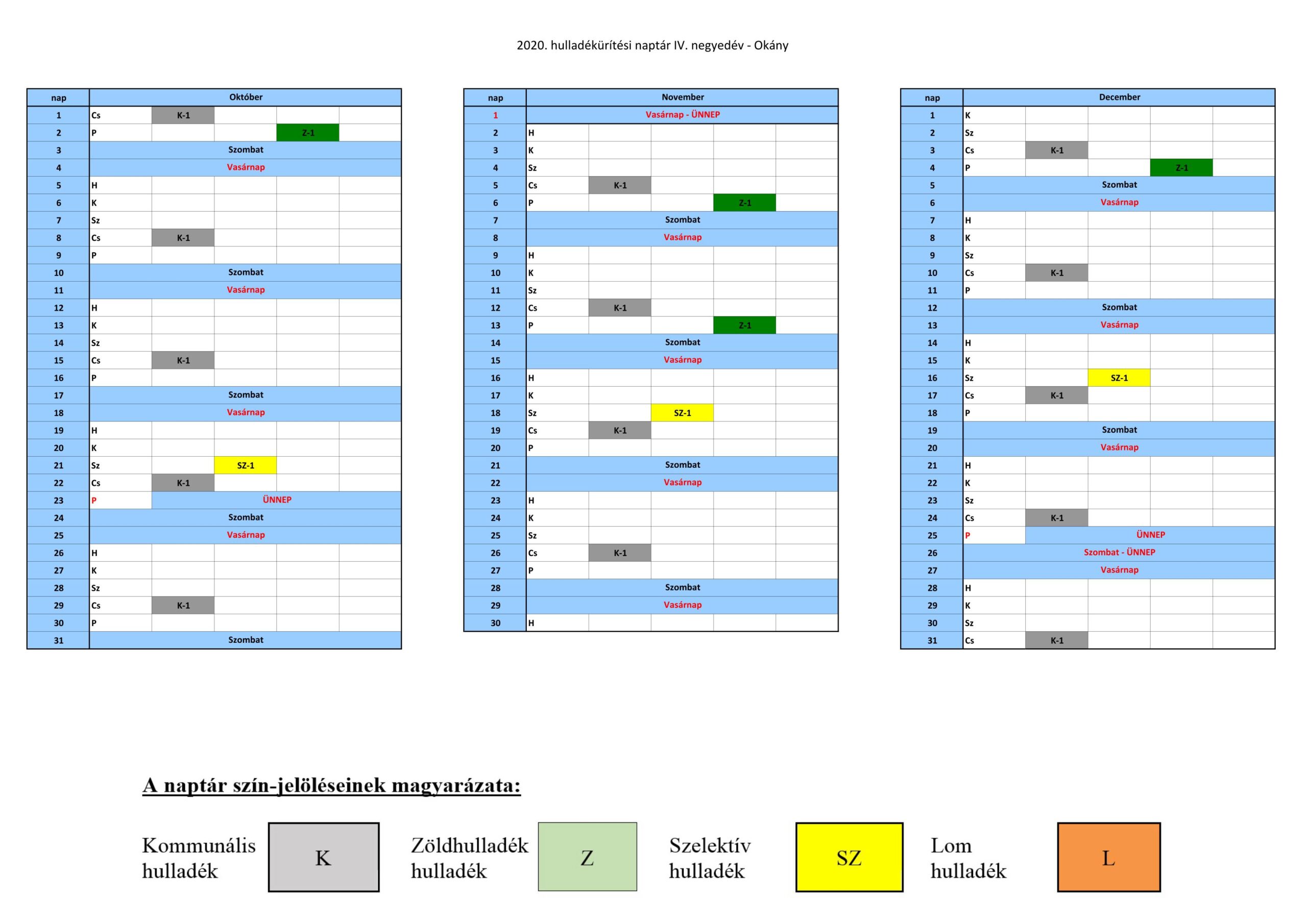DAREH hulladékgyűjtési naptár és ügyfélfogadási rend