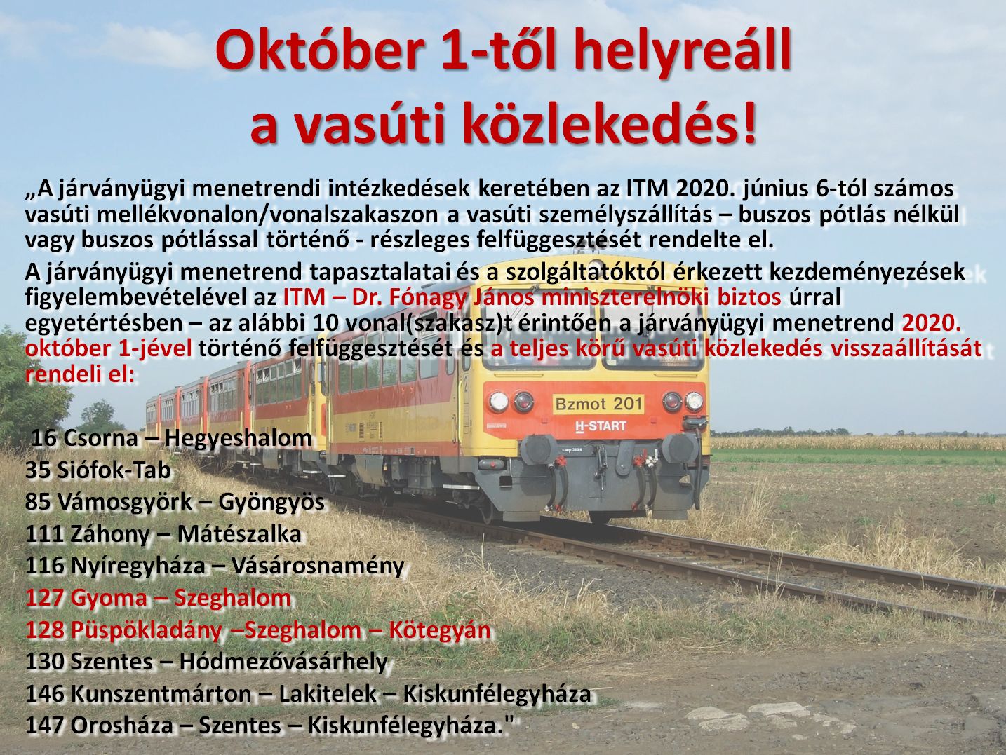 Járványügyi menetrend visszavonás