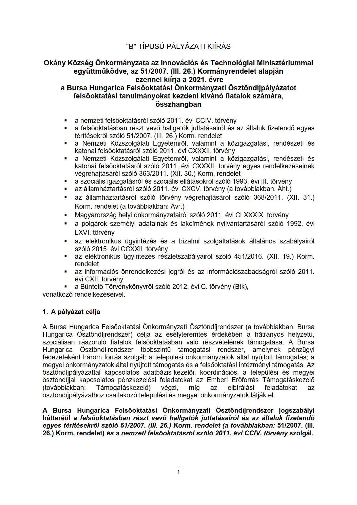 Bursa Hungarica – „B” típusú pályázati kiírás