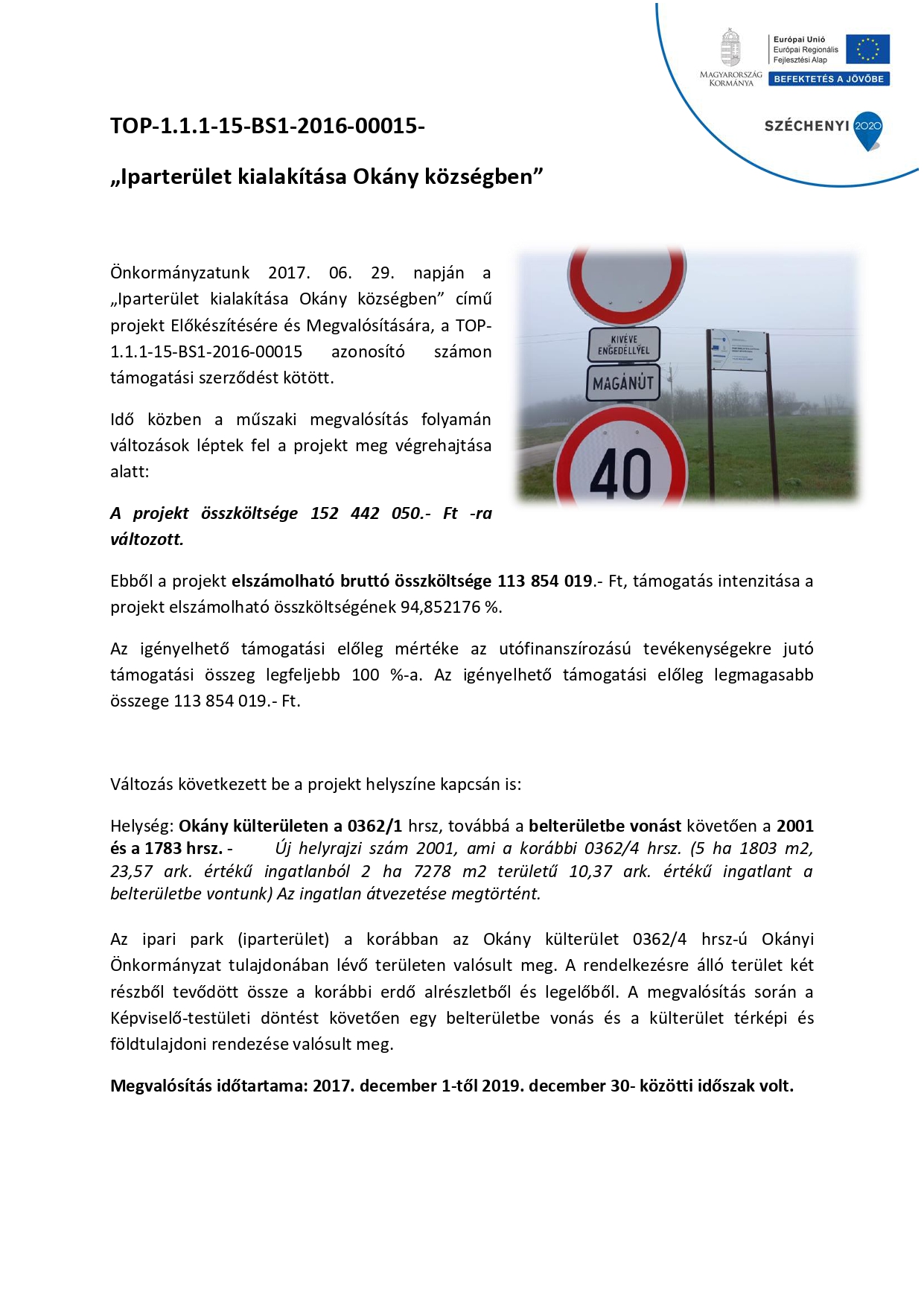 Elkészült a helyi iparterület