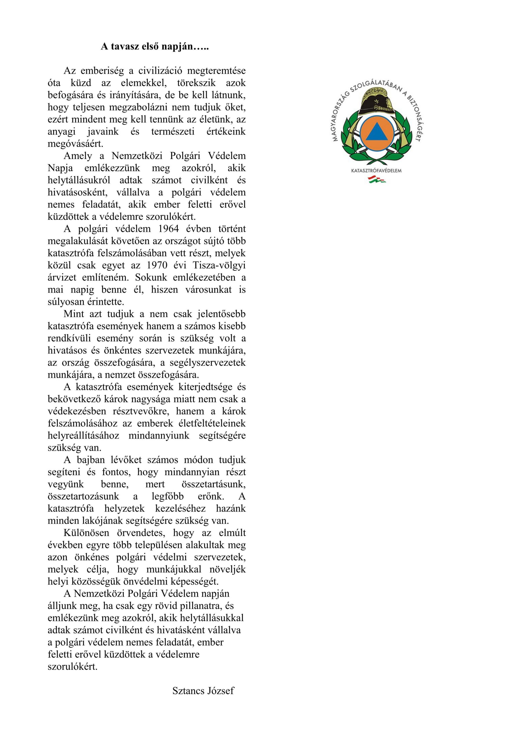 A Polgári Védelem Napjára 2021