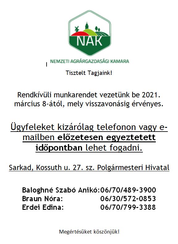 NAK Rendkívüli munkarend