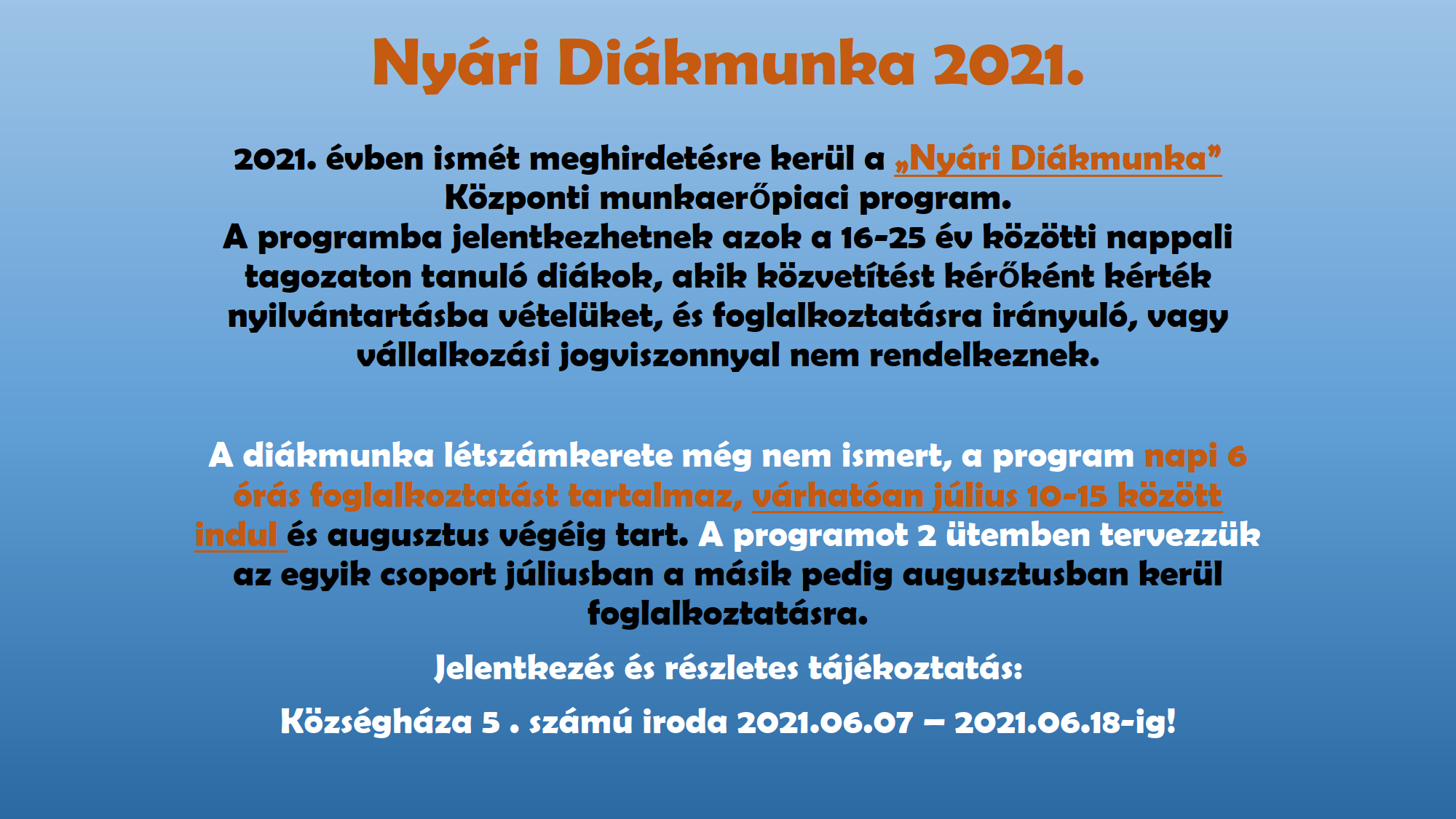 Nyári Diákmunka 2021