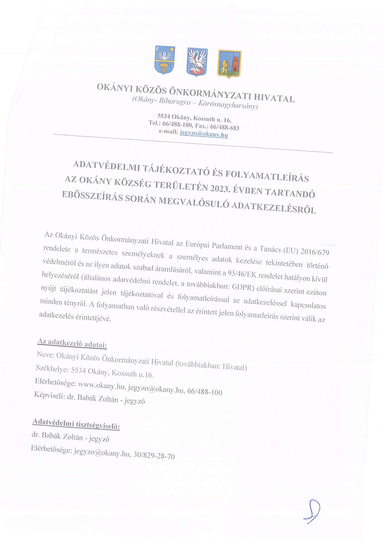 Tájékoztató ebösszeírásól