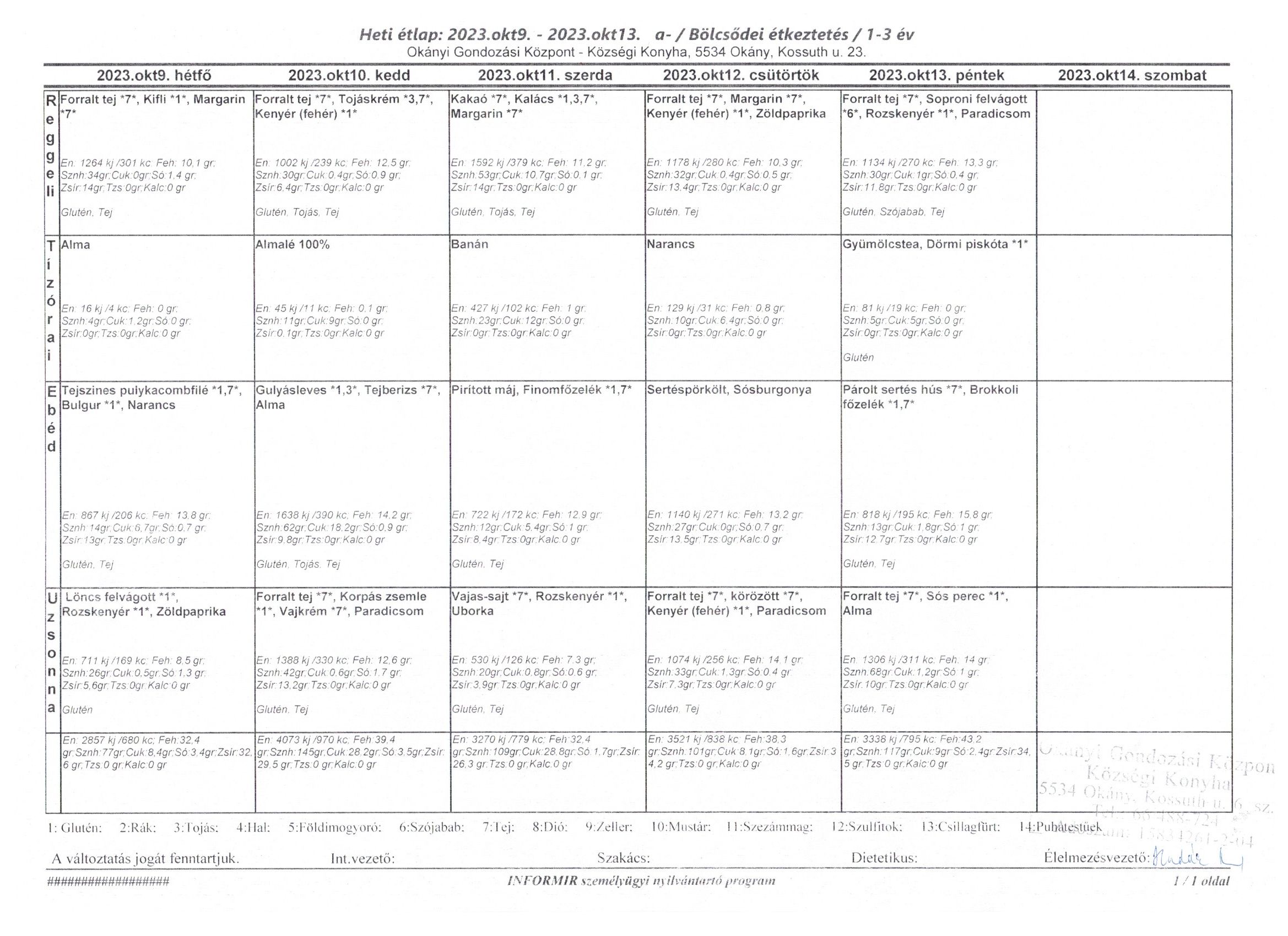 Konyha korosztályos étlap 2023.10.09-10.13.